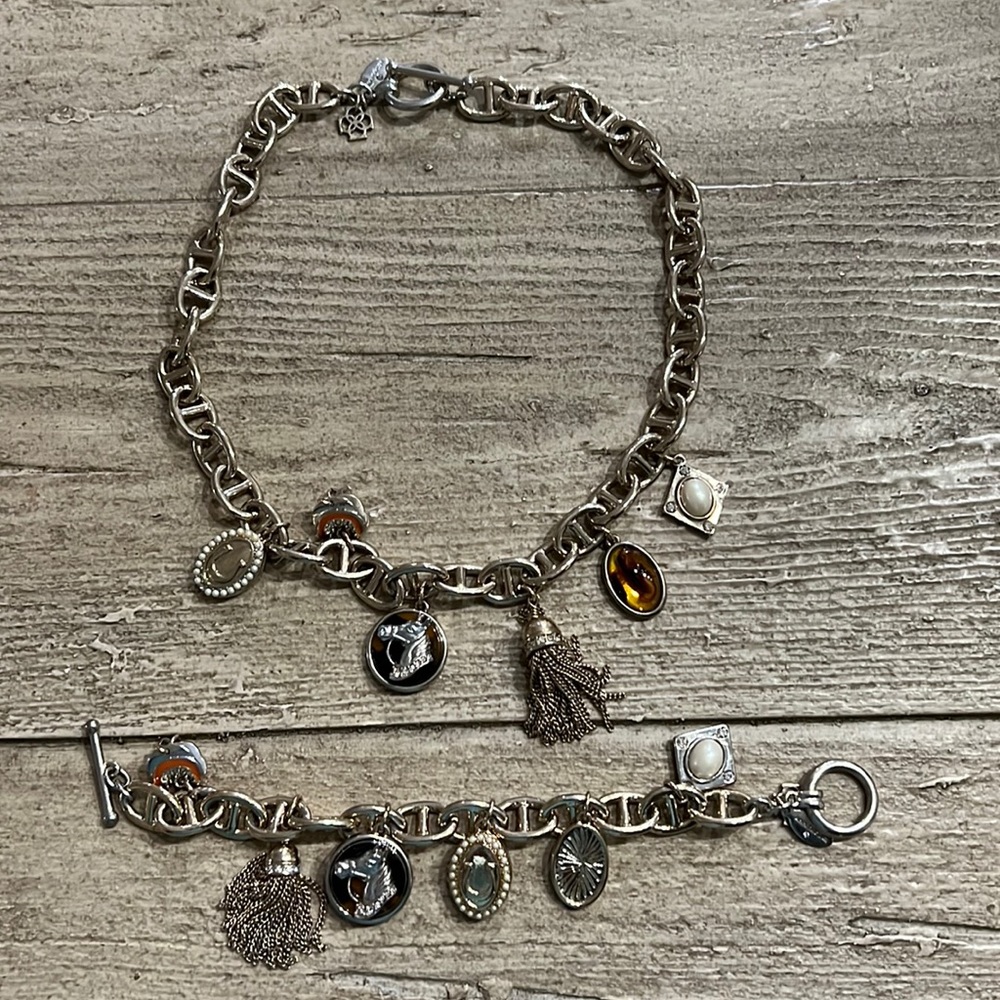 Ann Taylor Necklace and Bracelet with horse motif charms